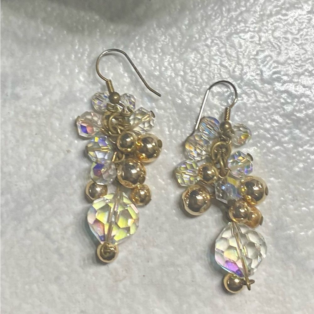 Crystal & Gold Tone Drop Earrings